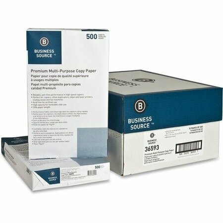 BUSINESS SOURCE Multipurpose Paper, 20lb., 92 Bright, 8-1/2inx14in, 30CT/PL, White, 30PK BSN36593PL